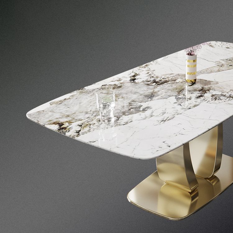 Mesa de comedor de piedra sinterizada Glam, mesa de comedor estándar rectangular para cocina