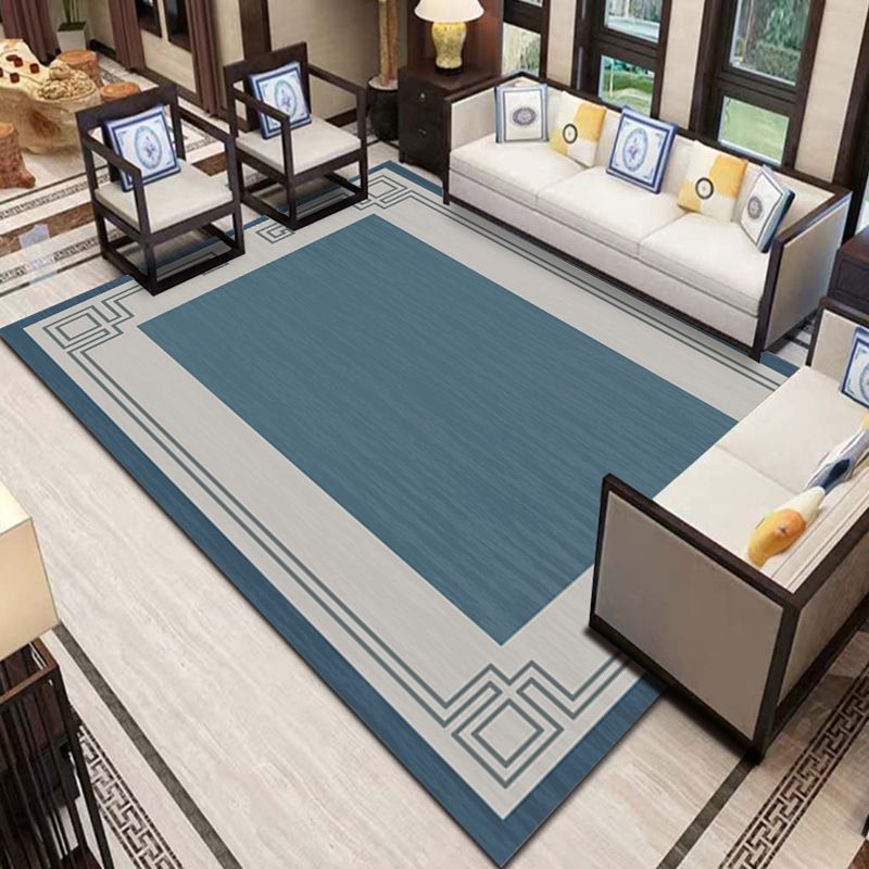 Oriental Solid Carpet Polyester Area Rug Non-Slip Backing Indoor Carpet for Home Decoration