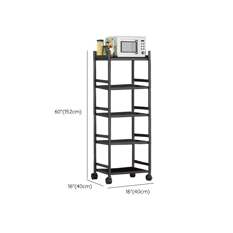 Modern Dining Room Prep Table Black Kitchen Trolley with Locking Wheels