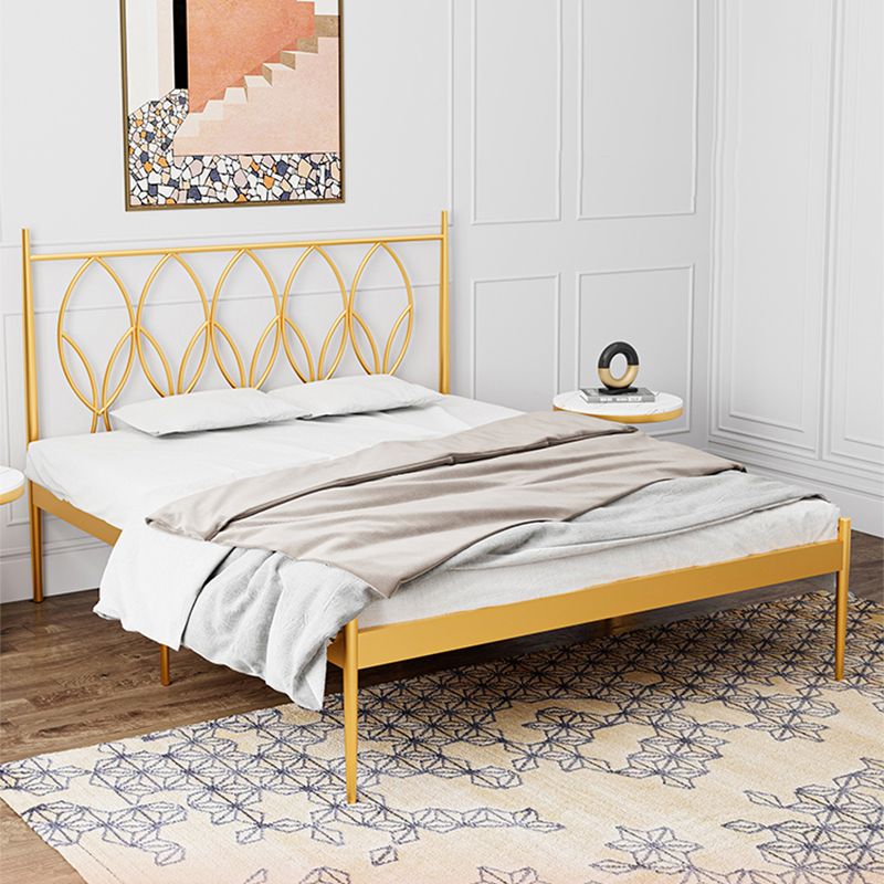 Glam 47" Tall Metal Open-Frame Bed with Rectangular Headboard