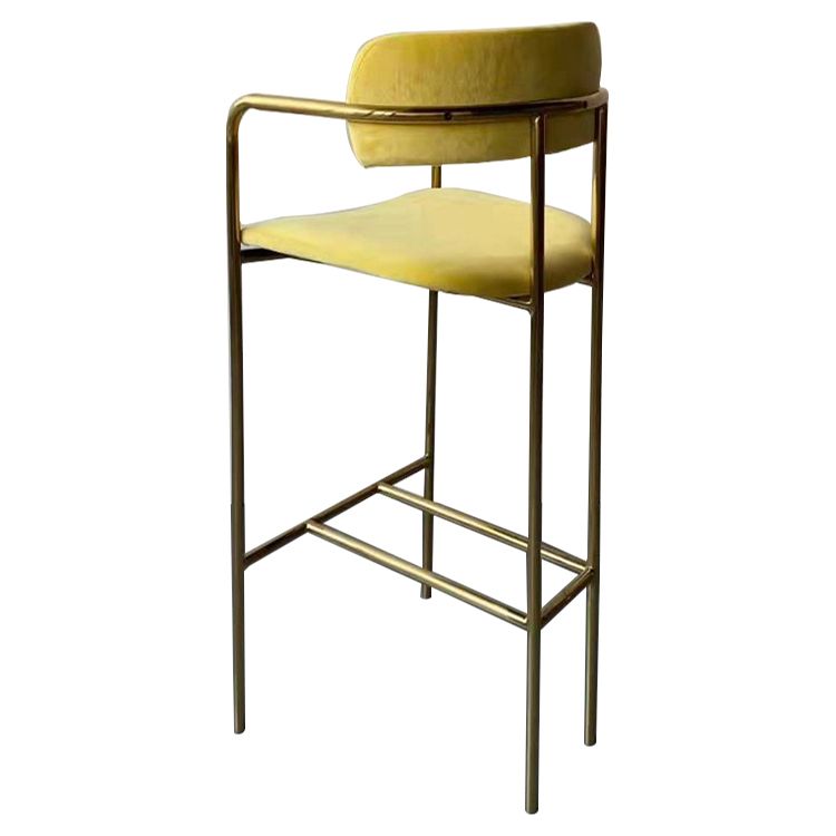 Glam Gold Legs Bar Stools Living Room Upholstered Bar Stool with Footrest