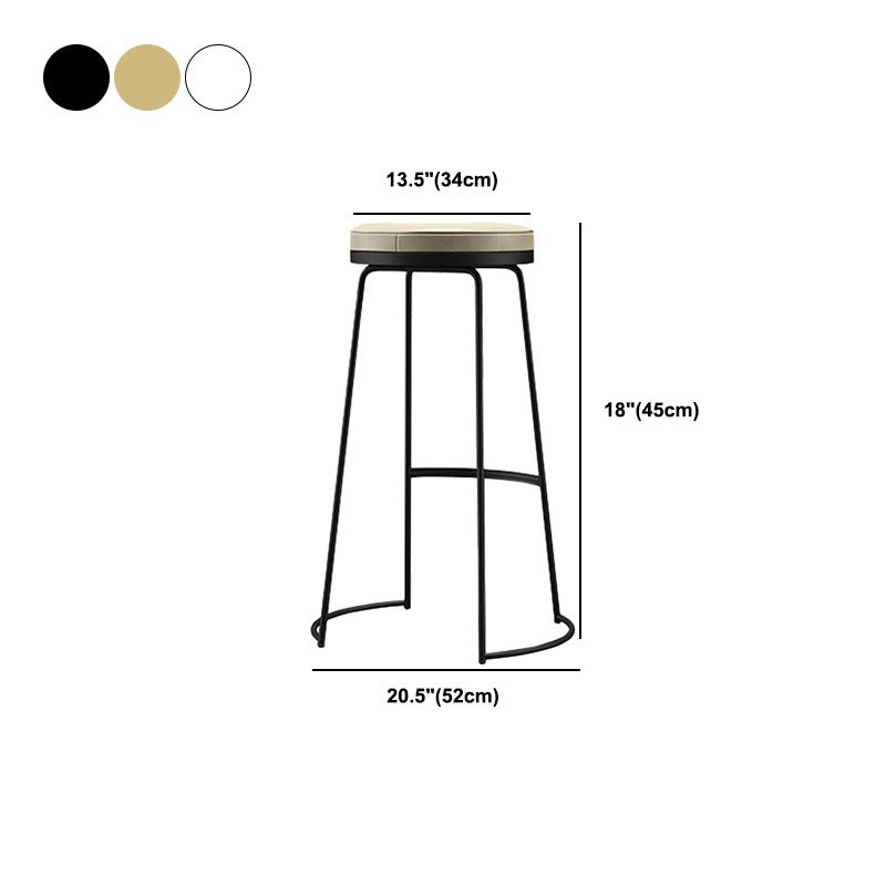 Scandinavian Round Indoor Bar Stool Faux Leather Backless Footrest Bar Stool