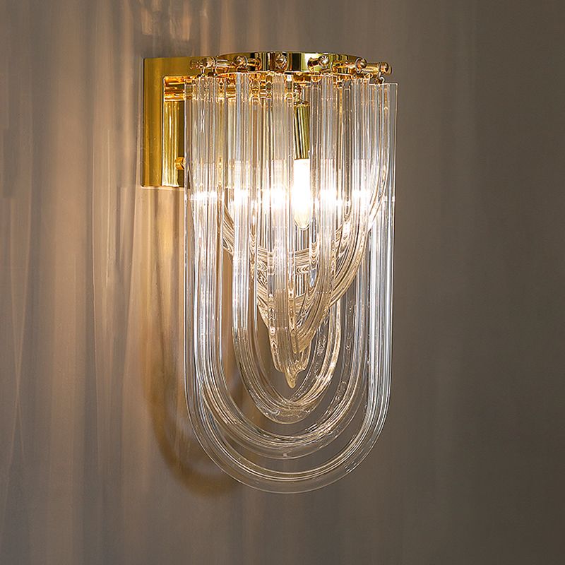 Carbon Steel Gold Wall Lamp in Modern Luxury Style Crystal Linear Wall Light for Interior Spaces