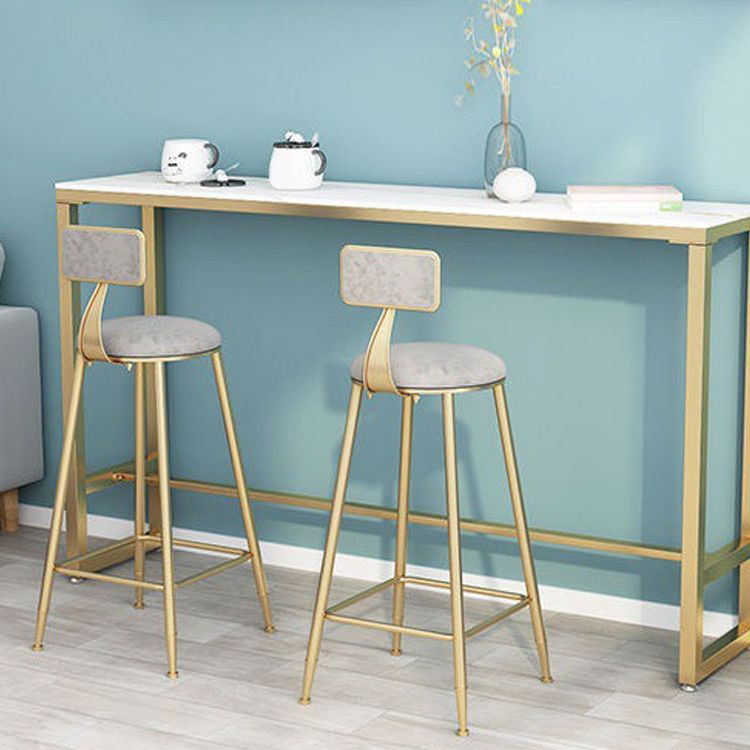 Low Back Dining Stool Contemporary Bar Stool with Metal Base