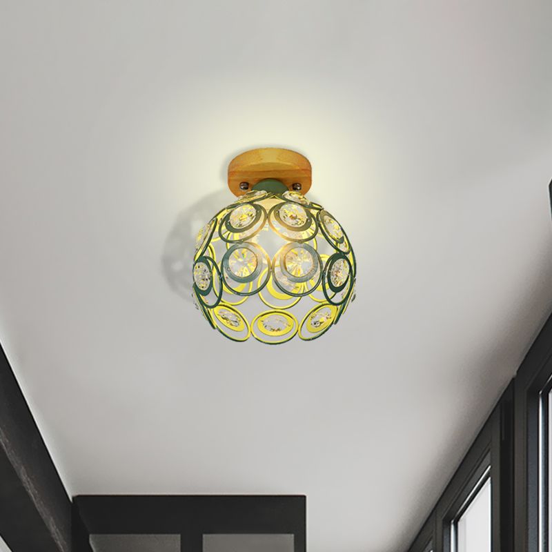 1 Testa Rosa/Verde/Grigio Flush Mount Illuminazione con Global Metal Lampshade Nordic Flush Mount Lampada per Foyer