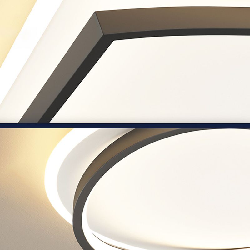 Creative Double Layer Geometric Ceiling Light Nordic Style Minimalism LED Flush Mount Lighting Fixture for Bedroom