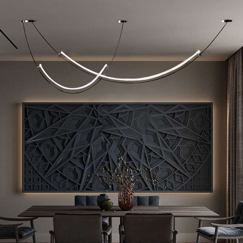 Acrylic Linear Island Lighting Modern Chandelier Lamp for Dining Room