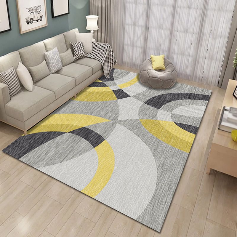 Funky Multicolor Contemporary Rug Polyester Colorblock Geometric Pattern Rug Washable Pet Friendly Non-Slip Carpet for Living Room