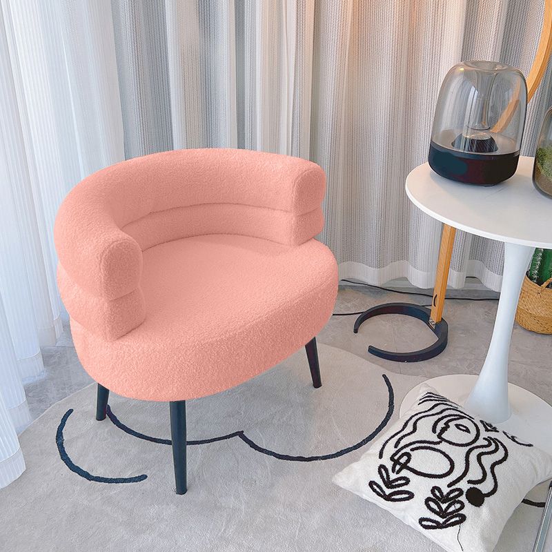 Sewn Pillow Back Chair Solid Color Upholstered Recessed Arms Chair