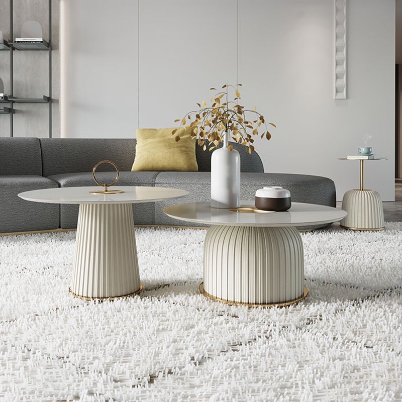 Modern Style Ceramic Veneer Material Design Coffee Table with Circular Shape