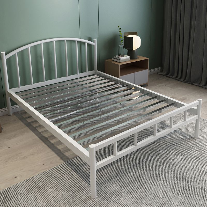 Contemporary Open-Frame Bed with Spindle Headboard in Stainless Steel