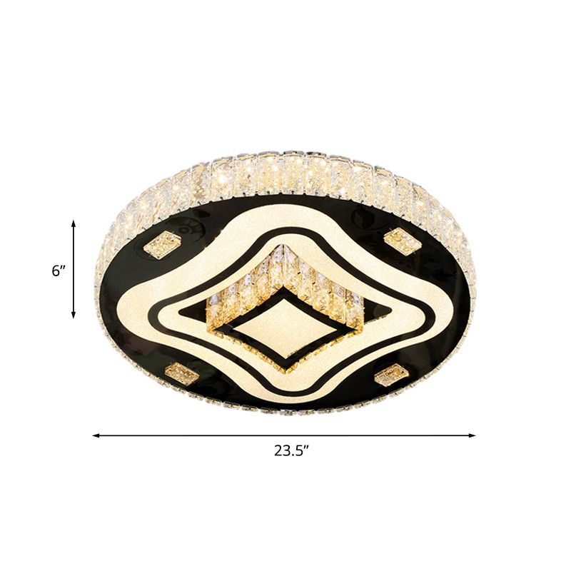 Modern Harlequin Close to Ceiling Lamp Crystal Prisms LED Flush Mount Light Fixture in Stainless Steel