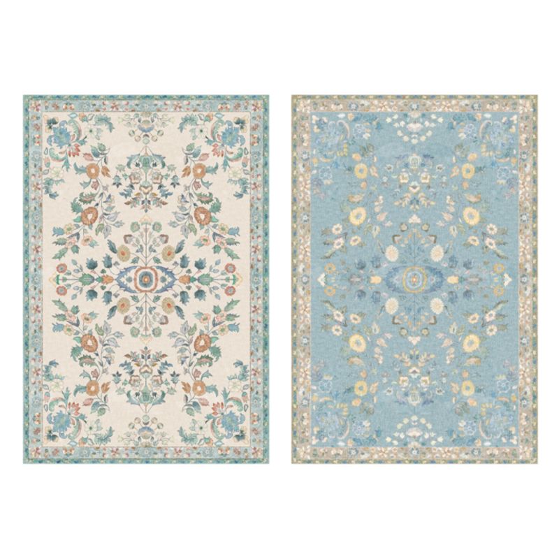 Einfache helle Farbe Absagter Teppich Polyester Ethnisches Blumenmuster Fläche Teppich nicht rutschfest