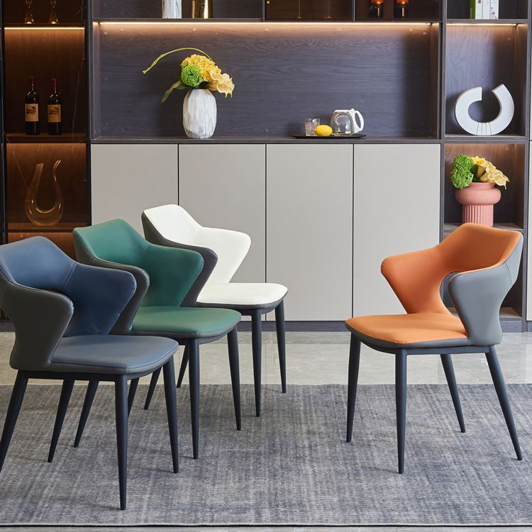 Contemporary Style Kitchen Chairs Dining Arm Open Back Side Chair with Metal Legs