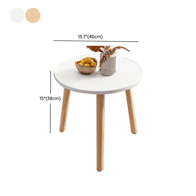 Contemporary Wooden Single Coffee Table 3 Legs Round Cocktail Table