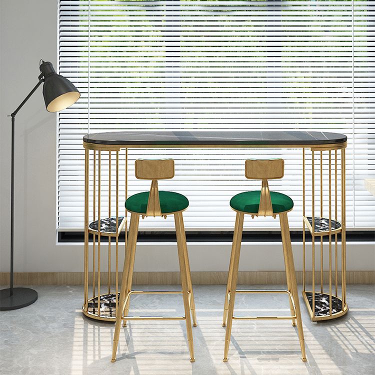 Round Scandinavian Low Back Counter & Bar Stool Metal Counter Chair with Cushion