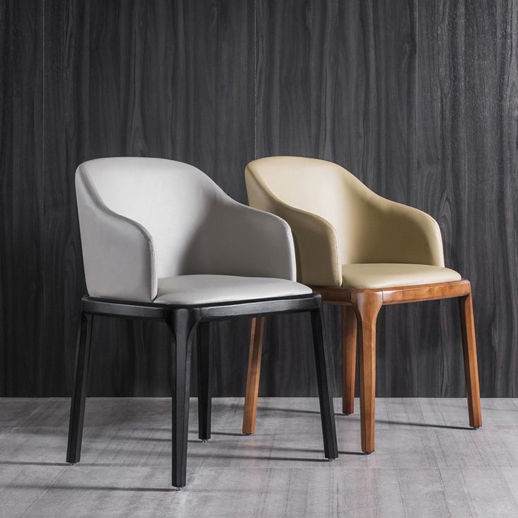 Silla de comedor de madera moderna, sillas de comedor de cuero sintético para uso doméstico