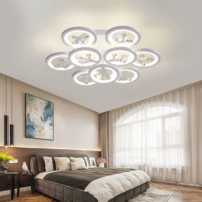 Lampada a soffitto a forma di cristallo a forma di semifulò a LED bianco minimalista per soggiorno