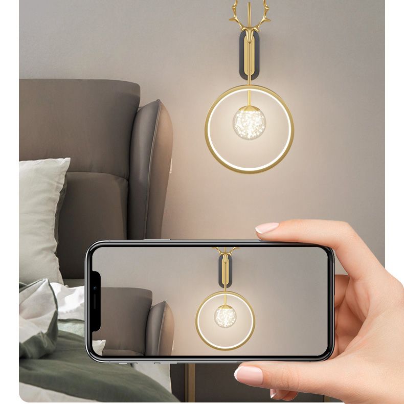 Modern Minimalist Style Circular Wall Mounted Light fixture Glass Wall Light Sconces with Antlers