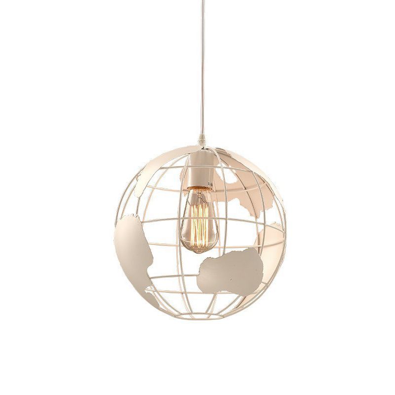 Industrial Orb Single Pendant Light Globe Metal Cage Shade Hanging Lamp for Coffee Shop