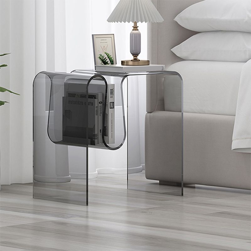 Glam Sofa Corner Table Square Sled Plastic Living Room with Shelf Side End Table