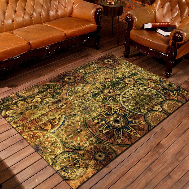 Personality Patterned Rug Multi Colored Nordic Carpet Synthetics Machine Washable Non-Slip Pet Friendly Rug for Great Room