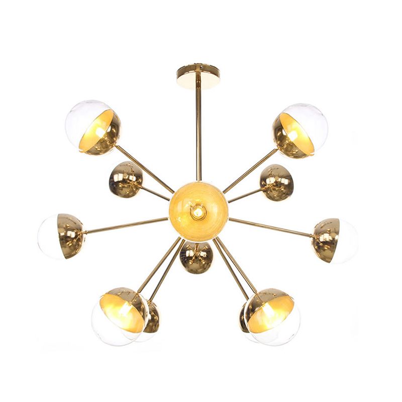 Semi-encastré Globe pour salle à manger, verre blanc/transparent/gris fumée, 9/12/15 lumières, luminaire semi-encastré contemporain en cuivre/chrome/or