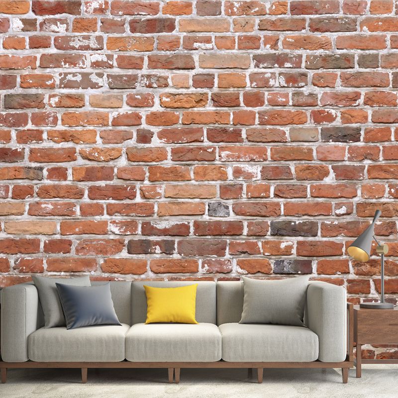 Countryside Brick Wall Covering Murals Red Living Room Wall Decor, Customized Size