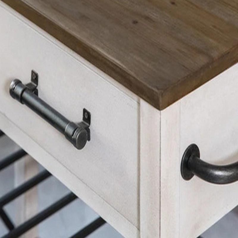 Modern Rolling Kitchen Cart Wood Kitchen Island Cart with Open Storage