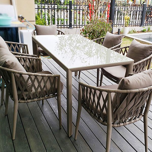 Matte Finish Boho Dining Table Set 1/2/5/7 Pcs Rattan Dining Set