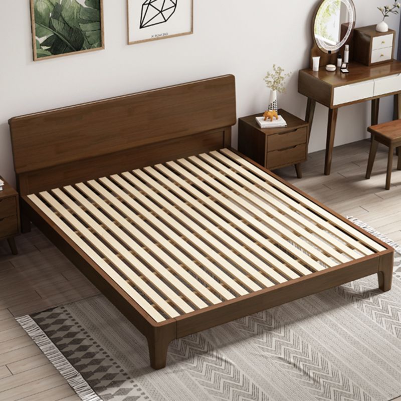 Traditional Wooden Standard Bed with Rectangular Headboard Bed