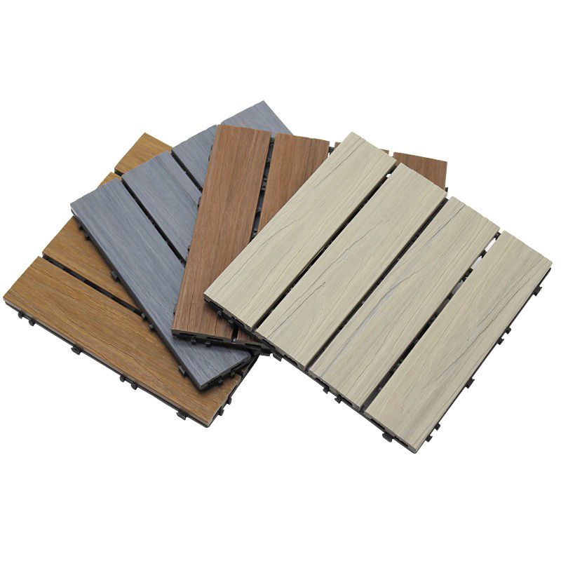 12" X 12"4-Slat Square PVC Flooring Tiles Interlocking Installation Floor Board Tiles