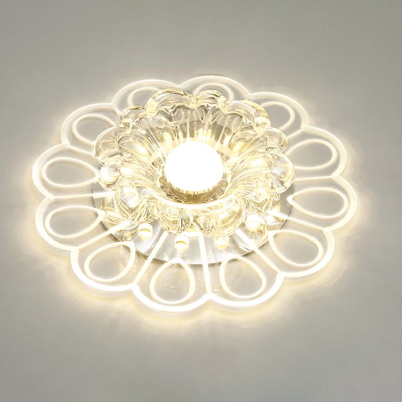 Fleur de forme moderne Éclairage Mont Ceiling Fixation Éclairage Éclairage de l'allée Crystal Couches à cheval