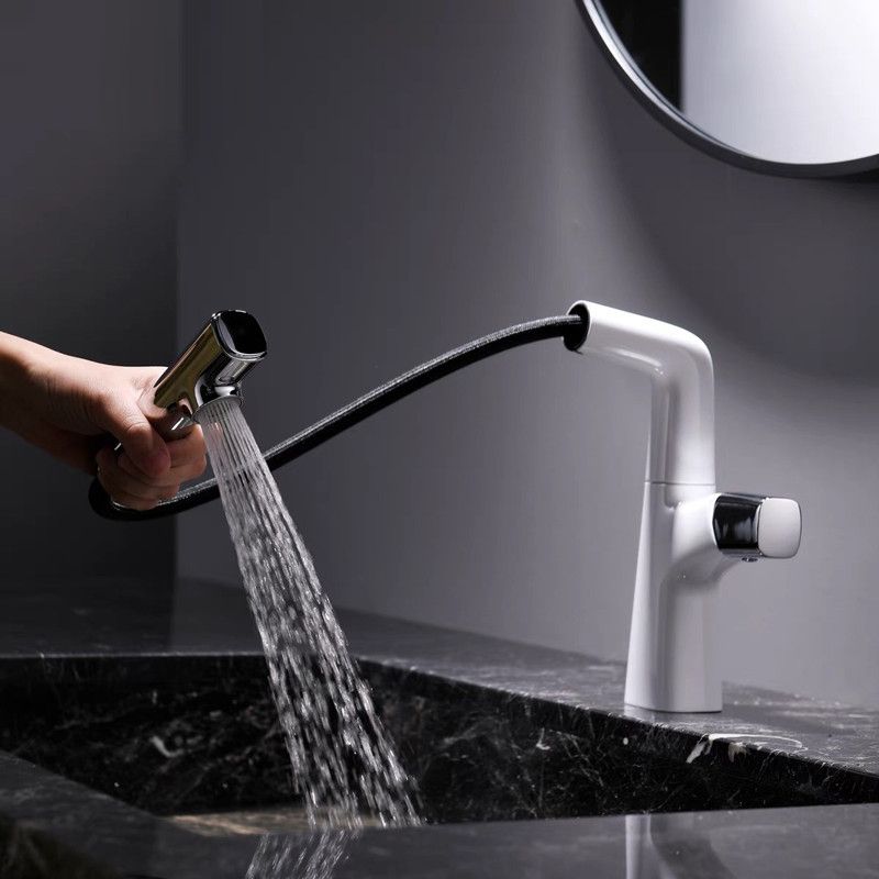 Contemporary Vessel Faucet Pull-out Faucet with One Knob Handle