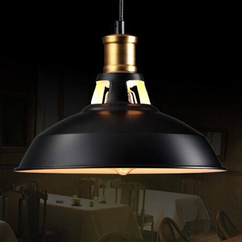 Black Truncated Barn Restaurant Drop Pendant Warehouse-Style Metal 1 Light Hanging Ceiling Light