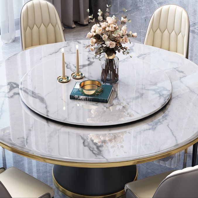 Marble Dining Table Luxury Style Single Pedestal Base Round Table for Home