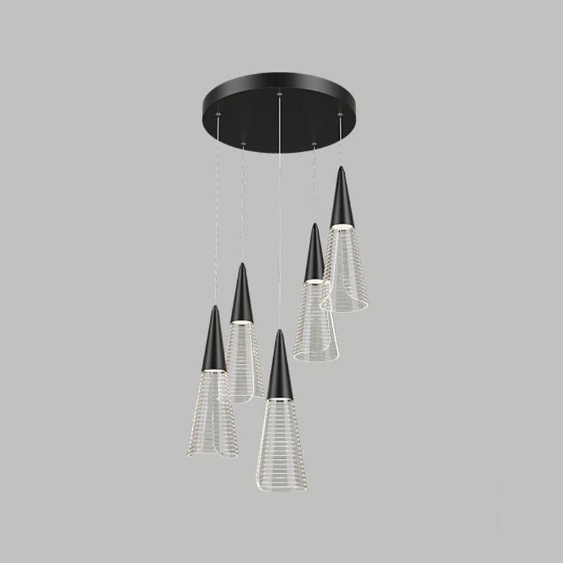 Cone Hanging Light Fixtures Modern Simple Acrylic Ceiling Pendant for Stairwell