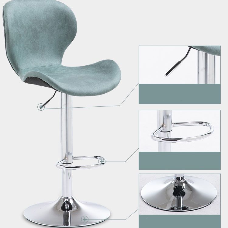 Scandinavian Metal Barstool Faux Leather Low Back Footrest Furniture