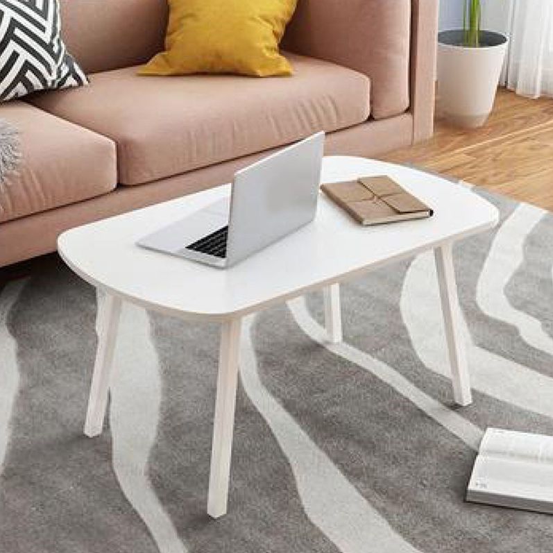 Modern 19.6" H Rectangle Wooden Coffee Table Steel 4 Legs Cocktail Table