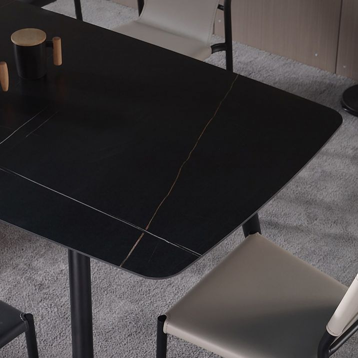 Modern Black 1/4/5/7 Pieces Dining Set Rectangle Legs Stone Indoor Dinette Set