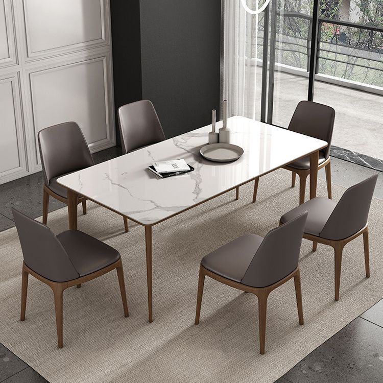 Vast hout midden-eeuwse moderne tafel rechthoekige gesinterde stenen boventafel voor eetkamer