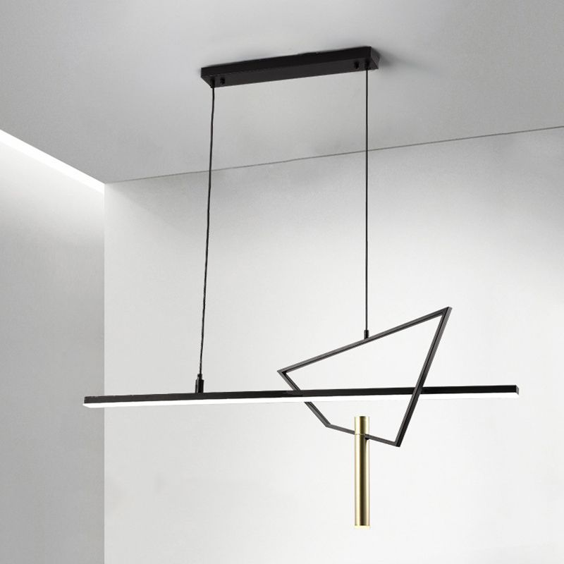 Geometric Island Lights Modern Lighting Chandelier Metal 2 Light Island Lamps in Black