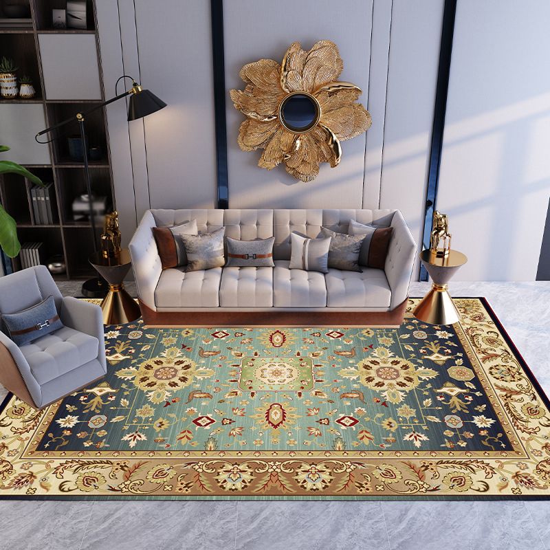 Gold Contemporary Rug Polyester Pattern Rug Non-Slip Backing Rug for Drawing Room