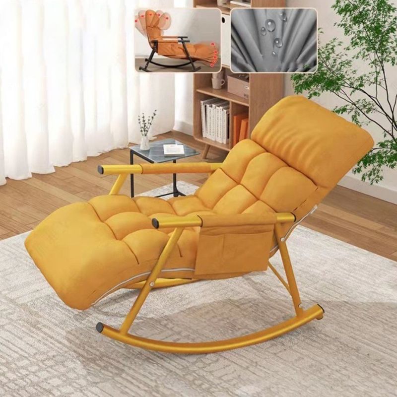Single Rocker Chair Cotton Iron Base Lazy Chair for Living Room