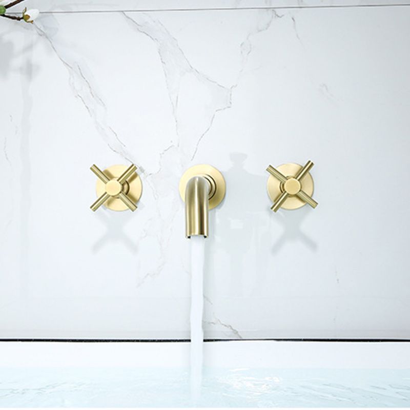 Glam Style Faucet 3 Holes Wall Mounted Bathroom Faucets with 2 Cross Handles