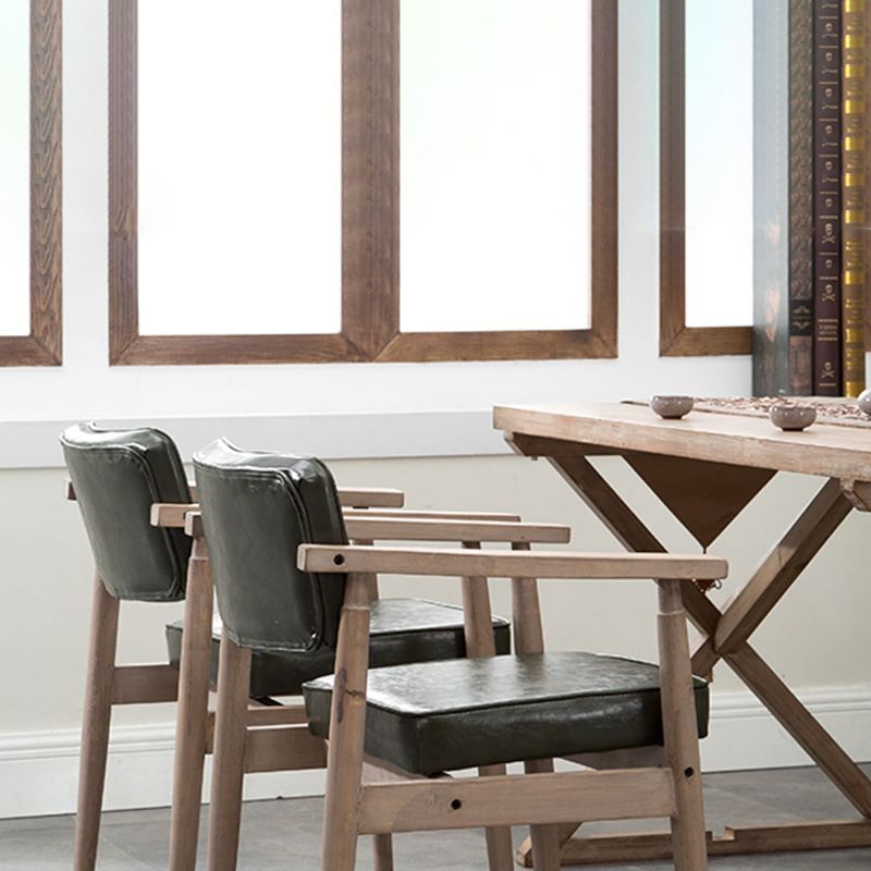 Silla de comedor individual tapizada de madera con respaldo abierto, sillón casero de estilo campestre