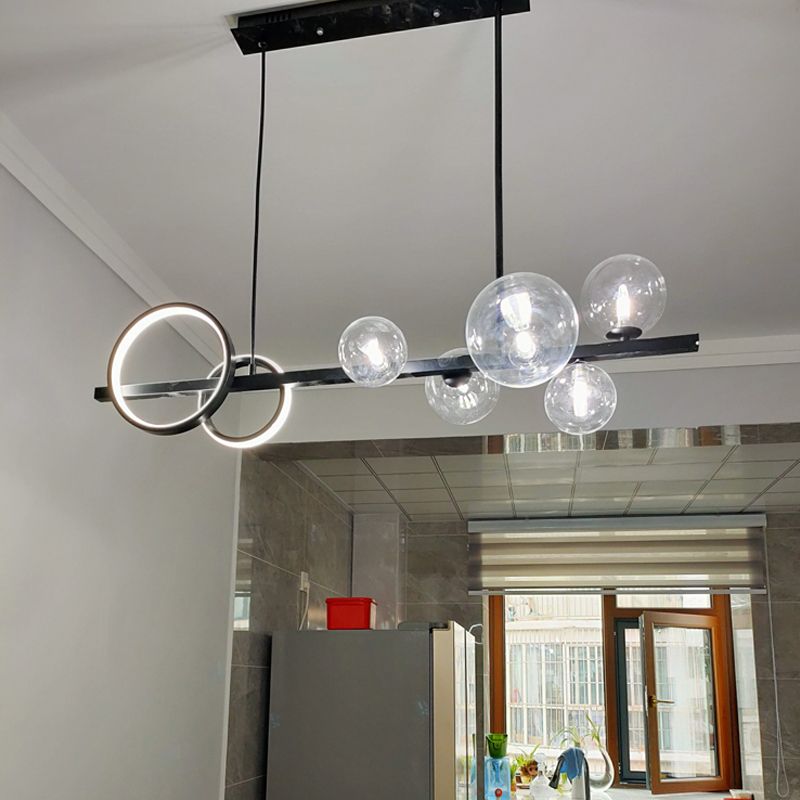 Contemporary Kitchen Island Lighting Spherical Metal 7-Light Hanging Light Fixtures