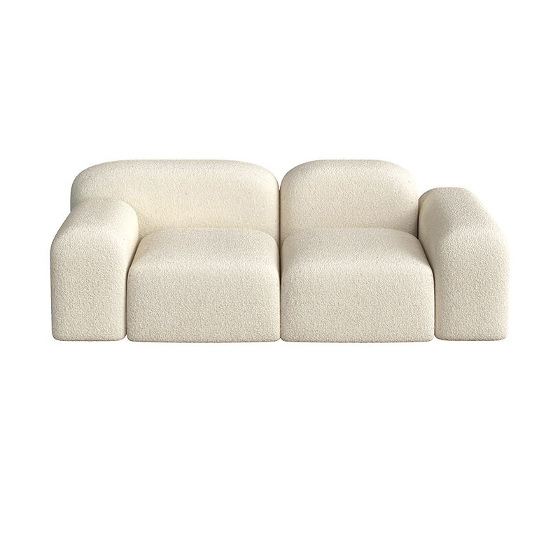 Contemporary Style Stationary Sofa Wool Rolled Arm Sofa in White