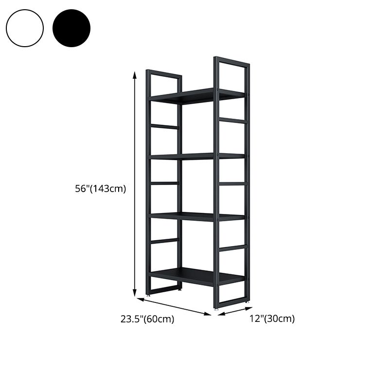 3/4/5-Shelf Iron Etagere Bookshelf Black and White Vertical Bookcase for Living Room