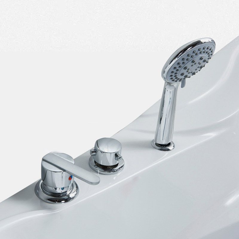 Contemporary Acrylic Corner Bath Tub White Tub with Internal Drain